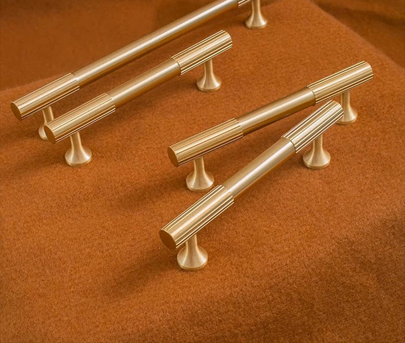 Solid Brass Handle Vertical Lines Linear Kitchen Cabinet Gold Knobs T Bars Bedroom Wardrobes Long Pull Drawer Handle