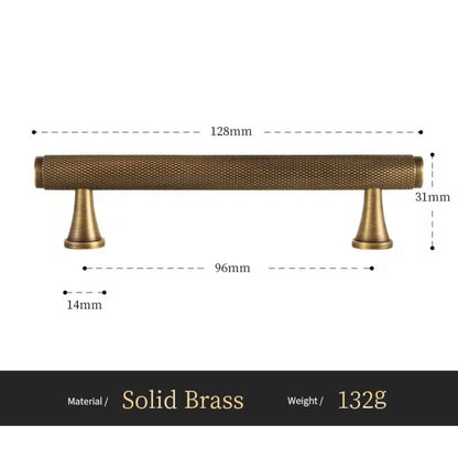 Massieve messing meubelgreep 128mm met structuur, luxe handgreep voor moderne en klassieke interieurs