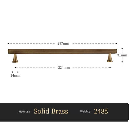 Massieve messing meubelgreep 257mm met fijne structuur, luxe deurknop voor interieur, Aurel